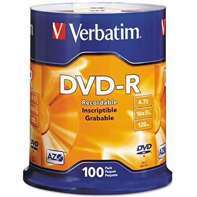 Verbatim DVD-R 4.7GB 16X Branded 100pk Spindle Verbatim DVD-R 4.7GB 16X Branded 100pk Spindle