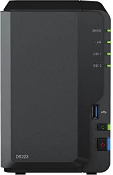 Synology DS223 Discstation NAS a 2 bay (Realtek RTD1619B quad-core 2 GB Ram 1 porta LAN RJ-45 1GbE) da 12 TB bundle con 2 dischi rigidi NAS Seagate IronWolf da 6 TB