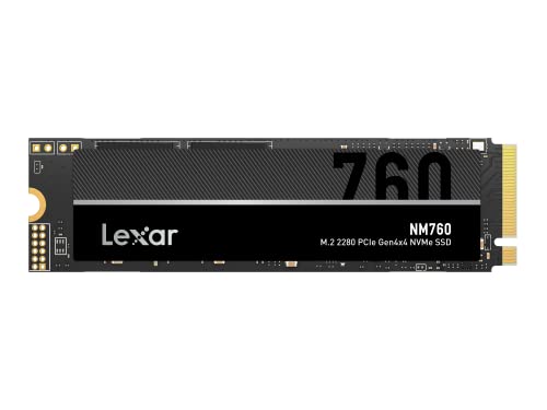 Lexar NM760 SSD 1TB, M.2 2280 PCIe Gen4x4 NVMe SSD Interno, Fino a 5300 MB/s in lettura, Fino a 4500 MB/s in scrittura, per PS5, PC, laptop, giocatori, professionisti (LNM760X001T-RNNNG)