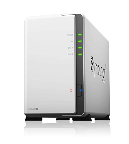 Synology DS220j Stazione di disk NAS a 2 bay (Realtek RTD1296 512MB Ram 1xRJ-45 1GbE LAN) bundle con 2 x 4TB WD RED Plus HDD (WD40EFZX 68AWUN0)