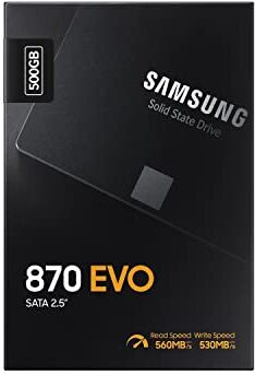 Samsung 870 EVO SSD, Fattore di forma 2,5", Intelligent Turbo Write, software Magician 6, Nero, 500 GB