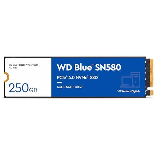 Western Digital Blue SN580 250 GB, M.2 NVMe SSD, PCIe Gen4 x4, con velocità di lettura fino a 4.000 MB/s