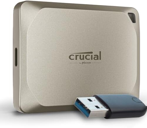 Crucial X9 Pro per Mac SSD 4TB Esterno Portatile con Adattatore USB-A, Fino a 1050 MB/s in lettura e scrittura, Adatto a Mac, Hard disk esterno SSD, USB-C 3.2 CT4000X9PROMACSSD9B02