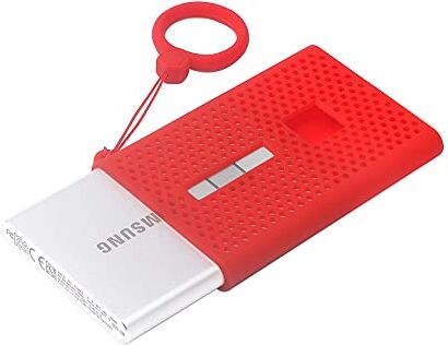 Generic Custodia da viaggio in silicone per Samsung T7 Press Portable SSD 500GB 1TB 2TB Unità allo stato solido esterne (Red)