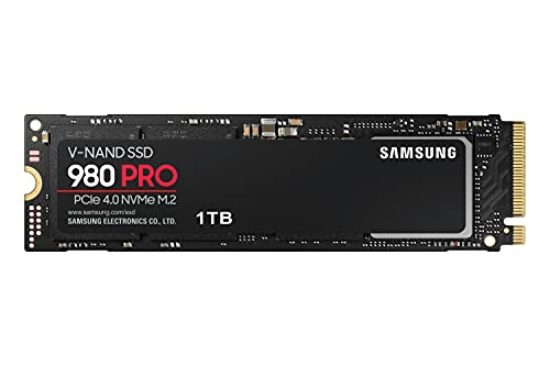 Samsung 980 PRO M.2 NVMe SSD (MZ-V8P1T0BW), 1 TB, PCIe 4.0, 7,000 MB/s Read, 5,000 MB/s Write, Internal Solid State Drive