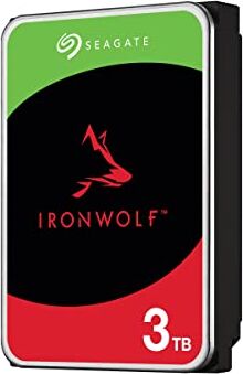 Seagate , IronWolf, 3 TB, Unità disco interna, SATA da 6 Gbit/s, CMR 3,5", 5.400 giri/min, con cache da 64 MB, per sistemi NAS RAID, servizi Rescue (ST3000VN006)