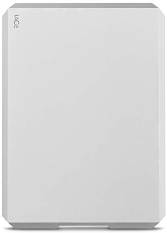 LaCie Mobile Drive, 4TB , External Hard Drive, Moon Silver, USB-C, 2 year Rescue Services (STHG4000400)