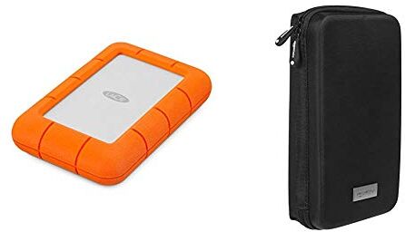 LaCie Rugged Mini, Unità Disco Esterna da 4 TB (2 x 2), USB 3.0 & Amazon Basics Custodia da viaggio universale per dispositivi elettronici e accessori (fotocamere, cellulari, GPS), colore: Nero