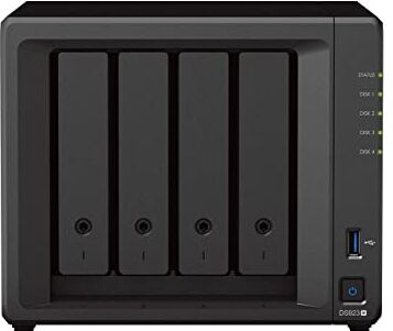 Synology DS923+ NAS a 4 bay (AMD Ryzen™ 4 thread R1600 dual-core 4GB RAM 2x RJ-45 1GbE porta LAN), bundle con 4 dischi rigidi NAS Seagate IronWolf da 2TB