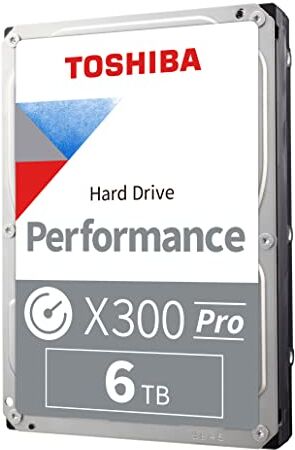 Toshiba X300 PRO Hard disk interno da 3,5 pollici ad alte prestazioni da 6 TB per professionisti creativi, velocità di carico di lavoro fino a 300 TB/anno CMR SATA 6 GB/s, 7200 giri/min, 256 MB di