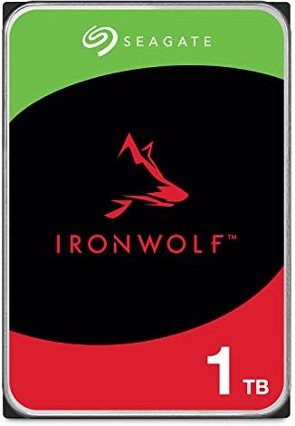 Seagate IronWolf, 1 TB, Disk Interno NAS, SATA da 6 Gbit/s, CMR 3,5", 5400 giri/min, cache 64 MB, NAS RAID, 3 anni Rescue Services, Imballaggio Senza Frustrazioni (ST1000VNZ08)