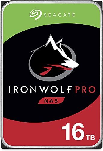 Seagate IronWolf Pro, 16TB, Hard Disk SATA da 6GBit/s, HDD, CMR 3,5" 7.200 RPM, Cache da 128 MB per NAS con Sistema RAID (ST16000NE000) (Ricondizionato)