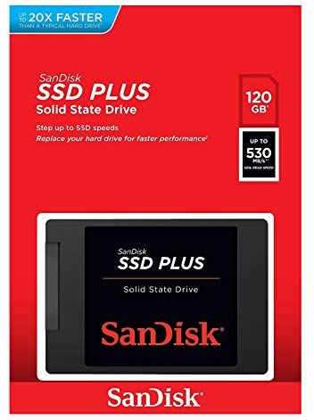 SanDisk SSD PLUS 120 GB Sata III 2.5 Inch Internal SSD, Up to 530 MB/s , Black