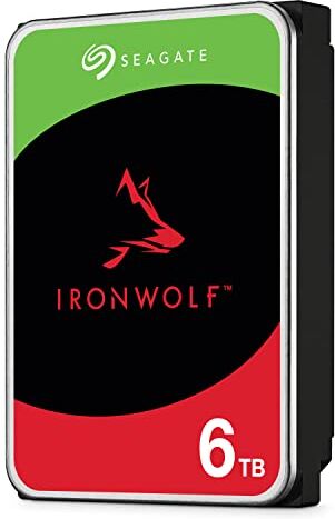 Seagate IronWolf, 6TB, Hard Disk SATA da 6GBit/s, HDD, CMR 3,5" 5.400 RPM, Cache da 256 MB per NAS con Sistema RAID, 3 anni Rescue Services (ST6000VN0033)