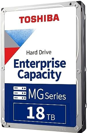 Toshiba 18TB Enterprise Internal Hard Drive – MG Series 3.5' SATA HDD Mainstream server and storage, 24/7 Reliable Operation, Hyperscale and cloud storage (MG08ACA16TE)