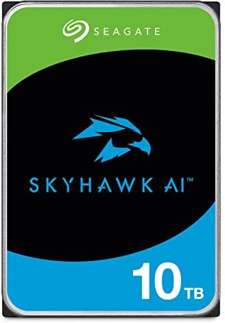 Seagate Skyhawk AI Disco rigido interno per video fino a 64 telecamere, 10 TB, 3,5 pollici, 256 MB di cache, SATA 6 GB/S, colore: Argento con 3 anni di servizio di riserva (Ricondizionato)