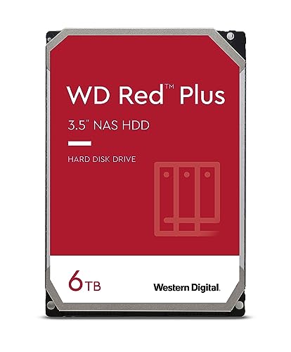 Western Digital Red Plus 6TB per NAS Hard Disk interno da 3.5”, 5400 RPM Class, SATA 6 GB/s, CMR, Cache da 256 MB, Garanzia 3 anni