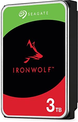 Seagate , IronWolf, 3 TB, Unità disco interna, SATA da 6 Gbit/s, CMR 3,5", 5.400 giri/min, con cache da 64 MB, per sistemi NAS RAID, servizi Rescue (ST3000VN006)