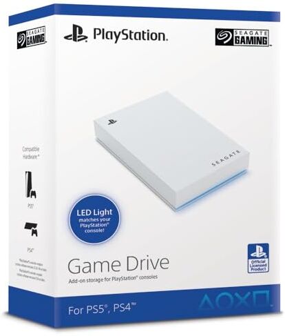 Seagate Game Drive for PS4/PS5, 5 TB, Unità SSD esterna, 2.5", USB 3.0, licenza ufficiale, LED blu (STLV5000202)