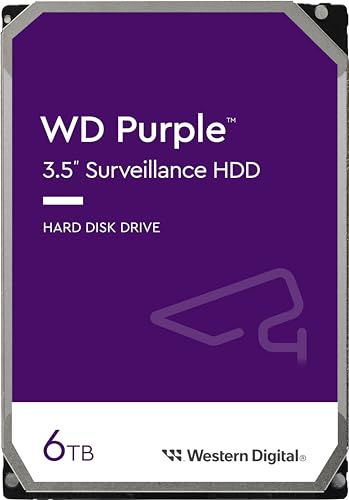 Western Digital Purple 6TB per Videosorveglianza, Hard Disk interno da 3.5”, Tecnologia AllFrame, 180BT/anno, Cache da 256 MB, Garanzia 3 anni (Ricondizionato)