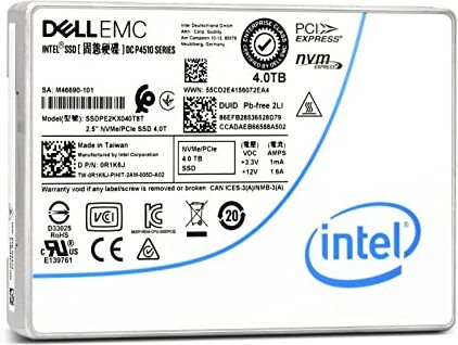 Dell Intel P4510 4TB PCIe Gen3 x4 NVMe U.2 2.5" Enterprise SSD SSDPE2KX040T8TB