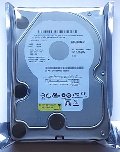 Generic Disco rigido SATA WD5000AAKS-00C8A0 da 500 GB, 7200 rpm, 16 MB da 3,5