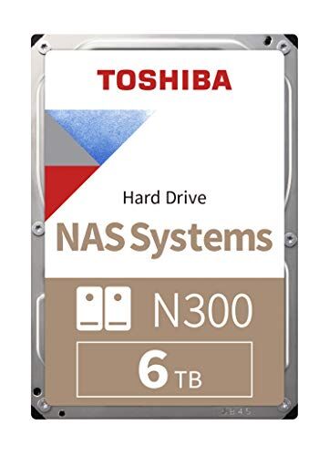 Toshiba 6TB N300 NAS 3.5’’ SATA Internal Hard Drive. 24/7 Operation, Supports 1-8 bay systems, 128MB Cache, 180TB/Year workload, 3yr Warranty(HDWG160UZSVA).