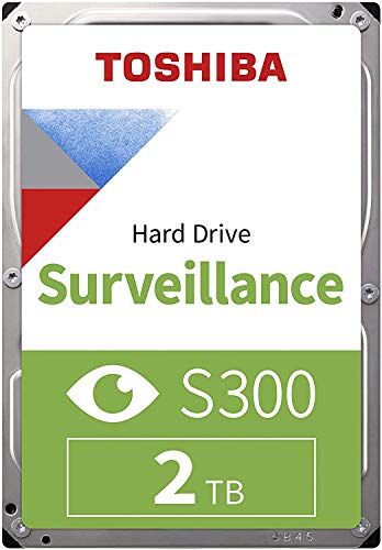 Toshiba 2TB S300 Surveillance HDD 3.5' SATA Internal Hard Drive Supports up to 64 HD cameras at a 180TB/Year workload (HDWT720UZSVA)