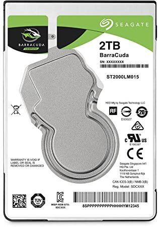 Seagate BarraCuda, 2 TB, Hard Disk Interno, SATA da 6 GBit/s, 2,5", 5.400 RPM, Cache da 128 MB per PC Desktop e PC Portatili ()