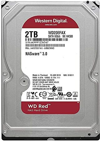 Western Digital Red 2 TB 3.5" NAS Hard Disk Interni 5400 RPM WD20EFAX