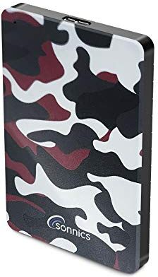 Sonnics 500GB USB 3.0 Esterni Portatile Hard-Disk per Finestre PC, Mac, Smart TV, XBOX ONE & PS4 Speciale Edizione, Rosso Camo