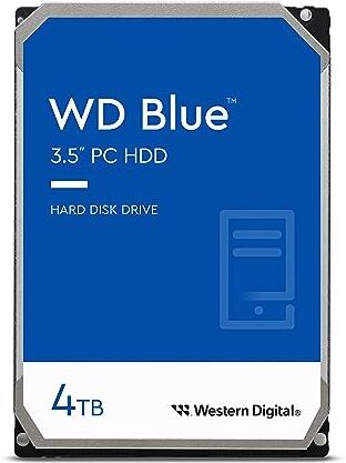 Western Digital Blue 4TB per Desktop, Hard Disk interno da 3.5”, 5400 RPM Class, SATA 6 GB/s, Cache da 256 MB, Garanzia 2 anni