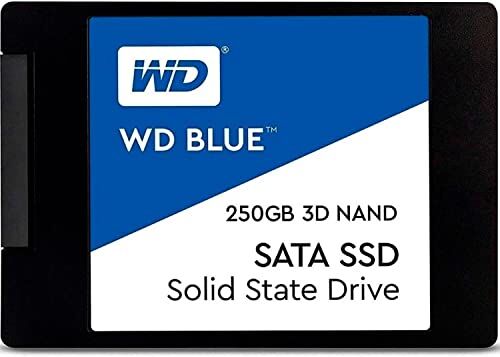 Western Digital WDS250G2B0A WD Blue 3D NAND Internal SSD 2.5 Inch SATA, 250 GB Black