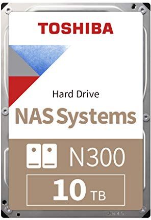 Toshiba 10TB N300 Internal Hard Drive – NAS 3.5 Inch SATA HDD Supports Up to 8 Drive Bays Designed for 24/7 NAS Systems, New Generation (HDWG480UZSVA)