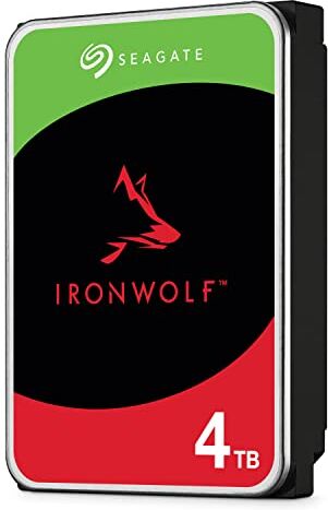 Seagate IronWolf, 4TB, Hard Disk SATA da 6GBit/s, HDD, CMR 3,5" 5.900 RPM, Cache da 64 MB per NAS con Sistema RAID, 3 anni Rescue Services (ST4000VN008)