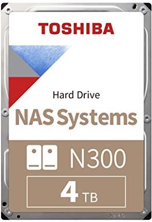 Toshiba 4TB N300 Internal Hard Drive – NAS 3.5 Inch SATA HDD Supports Up to 8 Drive Bays Designed for 24/7 NAS Systems, New Generation (HDWG480UZSVA)