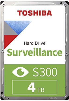 Toshiba 4TB S300 Surveillance 3.5' SATA Internal Hard Drive. 24/7 Operation, Supports 64 cameras, 128MB Cache, 110TB/Year workload,CMR,3yr Warranty (HDWT140UZSVA).