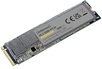 Intenso 3835450 500 GB M.2 SSD PCIe Premium, fino a 2100 MB/s, (PCI Express Gen.3x4 NVMe 1.3, Solid State Drive)