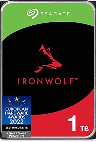 Seagate IronWolf, 1 TB, Disk Interno NAS, SATA da 6 Gbit/s, CMR 3,5", 5400 giri/min, cache 64 MB, NAS RAID, 3 anni Rescue Services, Imballaggio Senza Frustrazioni (ST1000VNZ08)