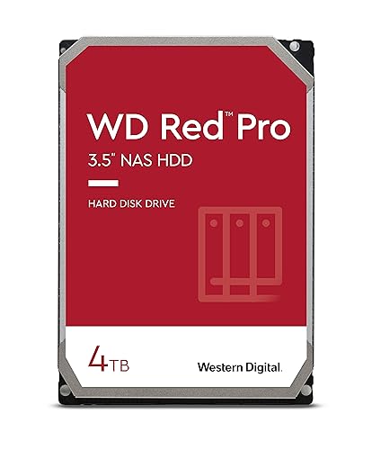 Western Digital Red Pro 4TB per NAS Hard Disk interno da 3.5”, 7200 RPM Class, SATA 6 GB/s, CMR, Cache da 256 MB, Garanzia 5 anni