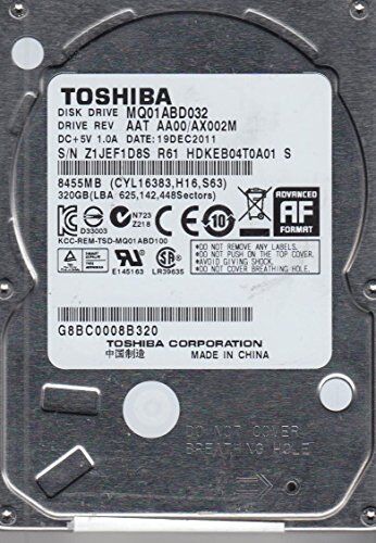 Toshiba MQ01ABD032, AA00/AX002M, HDKEB04T0A01 S, 320GB SATA 2.5 Hard Drive