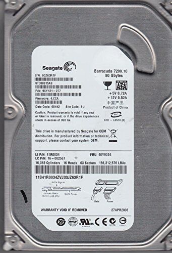 Seagate Hard disk 80 GB 3,5" SATA 7200 8 MB Bulk/OEM ST380815AS