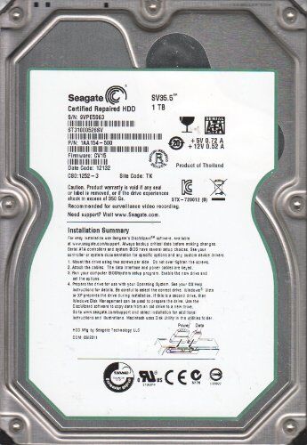 Seagate SV35 Disco rigido interno da 1 TB (8,9 cm (3,5"), 7200 rpm, 32 MB di cache, SATA II)