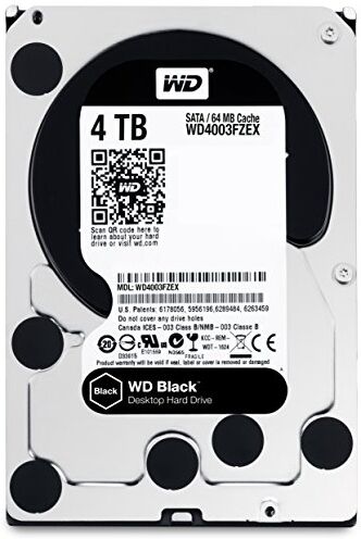 Western Digital WD4003FZEX Hard Disk Desktop Performance, 7200 RPM, SATA 6 GB/s, 64 MB Cache, 3.5 ", 4 TB, Nero