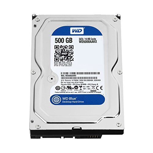 Western Digital Blue Hard Disk da 500 GB, 7200 rpm, SATA 6 Gb/s, 16 MB, cache da 3,5 pollici, 5000AAKX (Ricondizionato)