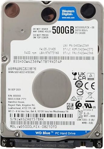 Western Digital Blue 5000LPZX Hard disk interno da 2,5", 500 GB, 128 MB, SATA III