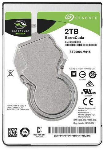 Seagate ST2000LM015 Barracuda SATA3 HDD 2TB GB 2.5" 9.5mm 5400 RPM 8mb Cache