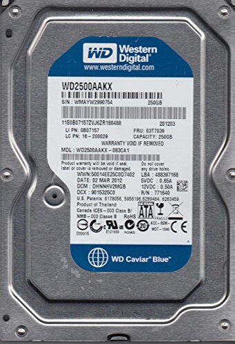 WD2500AAKX-083CA1, DCM DHNNHV2MGB, Western Digital 250GB SATA 3.5 Hard Drive