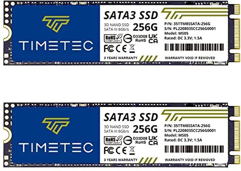 Timetec SSD 3D NAND TLC SATA III 6Gb/s M.2 2280 NGFF 64TBW Read Speed Up to 520MB/s SLC Cache Performance Boost Internal Solid State Drive for PC Computer Laptop and Desktop (2x256GB)