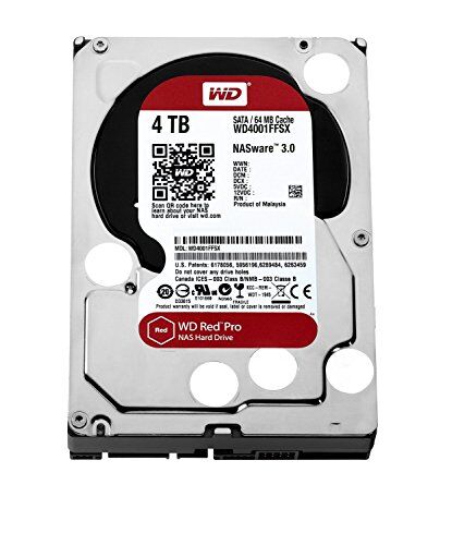 Western Digital Red Pro HDD Interno 4000 GB, SATA III, 6000 Mb/s, 7200 RPM, 64 MB, 3.50 Pollici